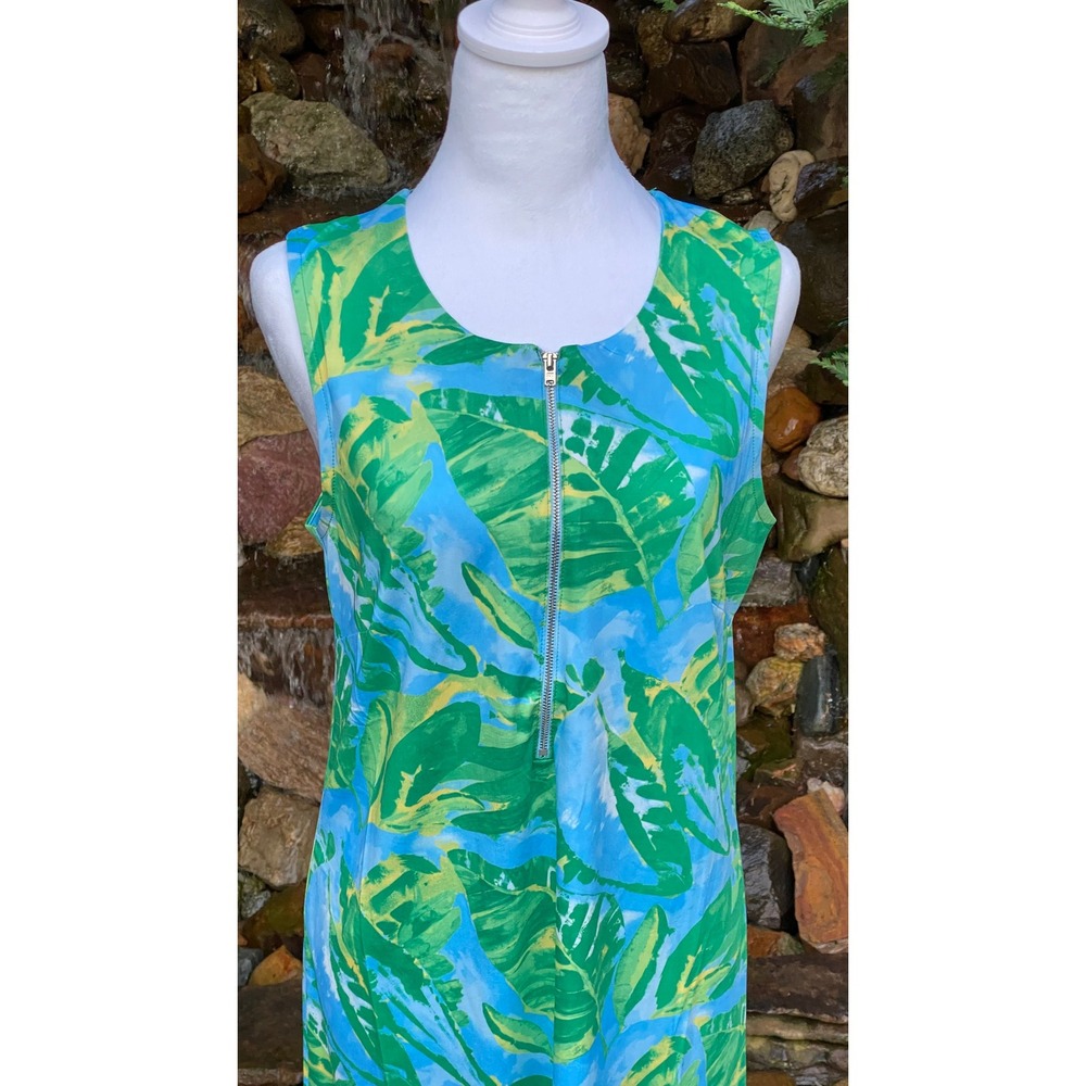 Banana Boat Sundress Size Medium Blue Green Leaf UPF 50+ New With Tags - Picture 3 of 9